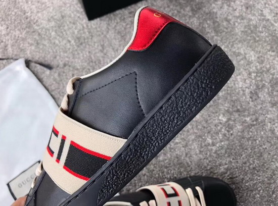 Gucci Ace Sneaker with Gucci Stripe in Black Real Leather