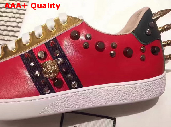 Gucci Ace Studded Leather Low Top Sneaker Blue Red Green Leather Replica