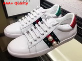 Gucci Ace Studded Leather Low Top Sneaker White Leather Replica