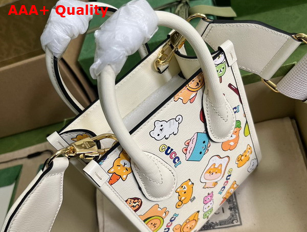 Gucci Animal Print Mini Tote Bag in White Leather 699406 Replica