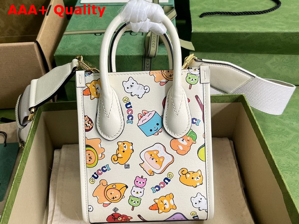 Gucci Animal Print Mini Tote Bag in White Leather 699406 Replica