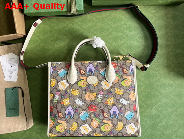 Gucci Animal Print Small Tote Bag in Beige and Ebony GG Supreme Canvas 680956 Replica