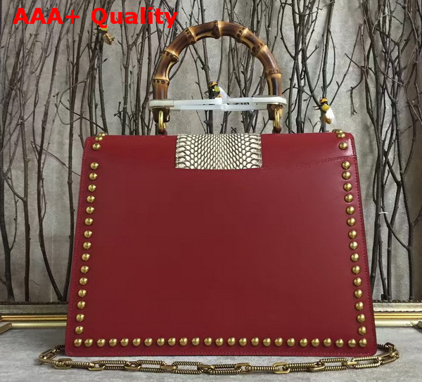 Gucci Animalier Bamboo Top Handle Bag in Red Cowhide Leather Replica