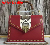 Gucci Animalier Bamboo Top Handle Bag in Red Cowhide Leather Replica