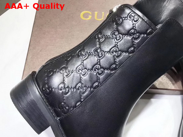 Gucci Ankle Boot Black Calf Leather and Gucci Signature Leather Replica