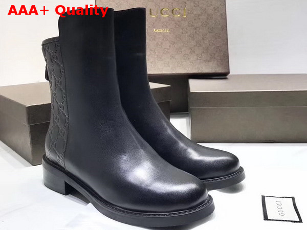 Gucci Ankle Boot Black Calf Leather and Gucci Signature Leather Replica