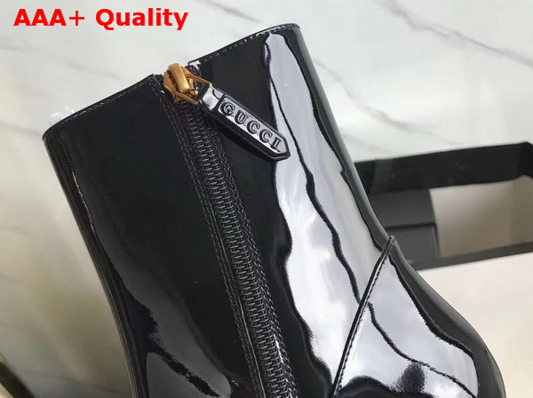 Gucci Ankle Boot with Bee in Black Patent Leather Replica