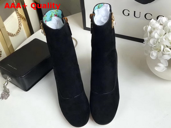 Gucci Ankle Boot with Bee in Black Velvet Replica