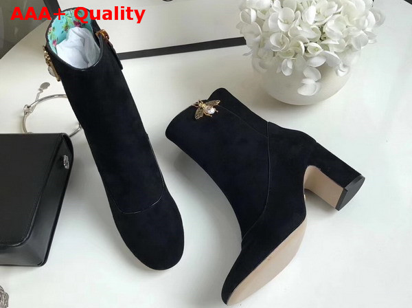 Gucci Ankle Boot with Bee in Black Velvet Replica