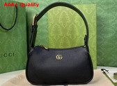 Gucci Aphrodite Shoulder Bag with Double G Black Leather 739076 Replica