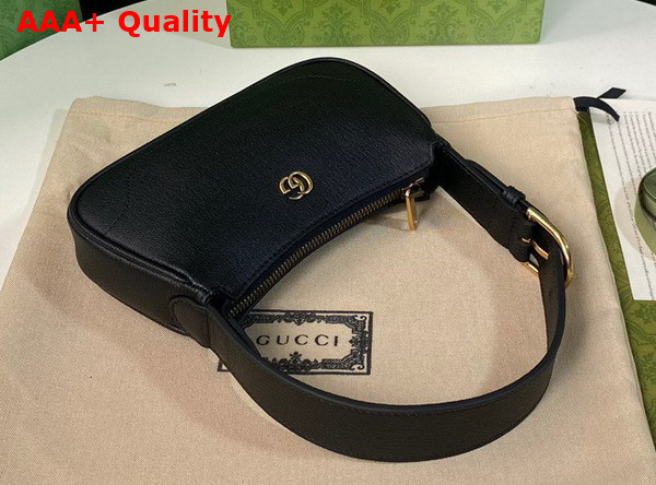 Gucci Aphrodite Shoulder Bag with Double G Black Leather 739076 Replica