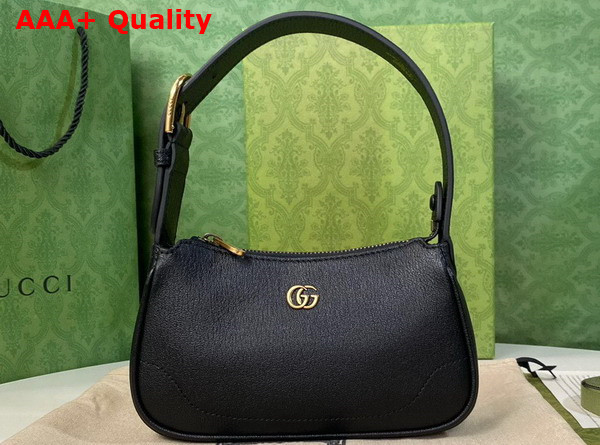 Gucci Aphrodite Shoulder Bag with Double G Black Leather 739076 Replica