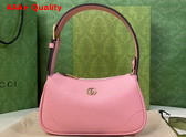 Gucci Aphrodite Shoulder Bag with Double G Light Pink Leather 739076 Replica