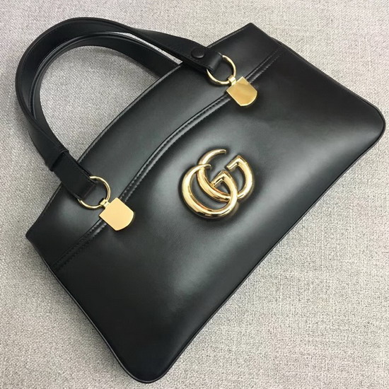 Gucci Arli Large Top Handle Bag Black Leather 550130