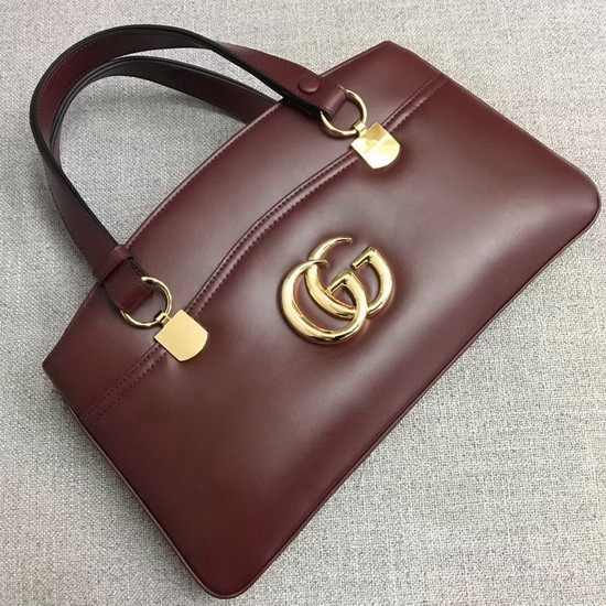 Gucci Arli Large Top Handle Bag Burgundy Leather 550130