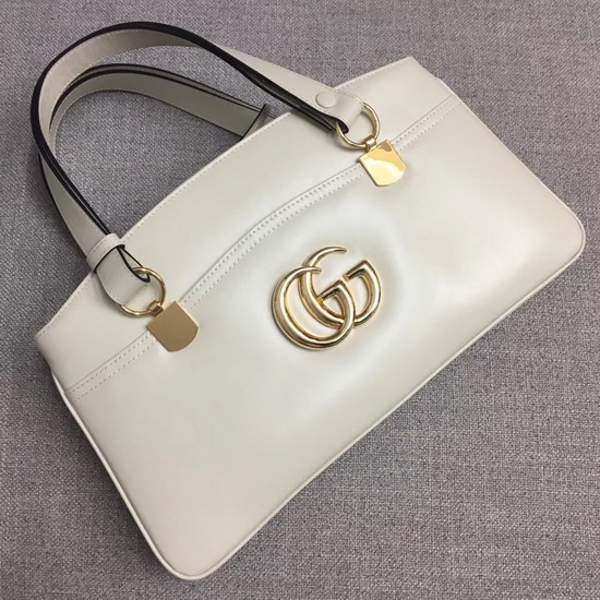 Gucci Arli Large Top Handle Bag White Leather 550130