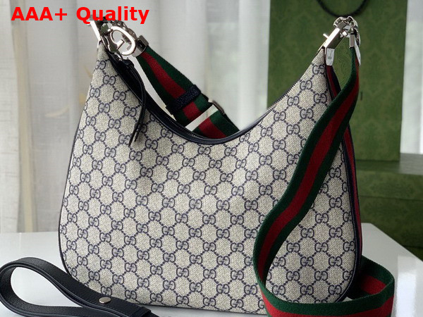 Gucci Attache Large Shoulder Bag in Beige and Blue GG Supreme Canvas 702823 Replica