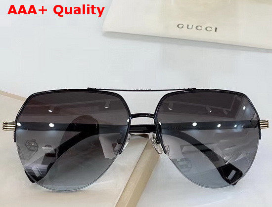 Gucci Aviator Metal Sunglasses Gold GG Patterned Lenses Replica