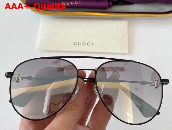 Gucci Aviator Metal Sunglasses Gold GG Patterned Lenses Replica