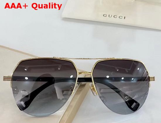 Gucci Aviator Metal Sunglasses Gold GG Patterned Lenses Replica