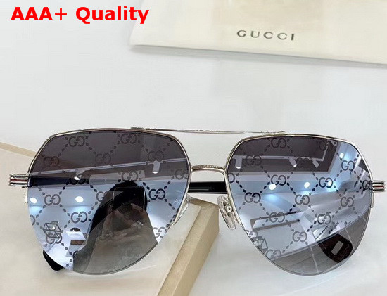 Gucci Aviator Metal Sunglasses Gold GG Patterned Lenses Replica