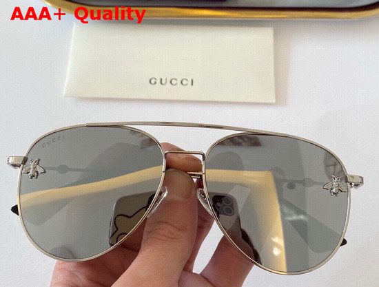 Gucci Aviator Metal Sunglasses Gold GG Patterned Lenses Replica