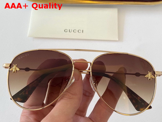 Gucci Aviator Metal Sunglasses Gold GG Patterned Lenses Replica