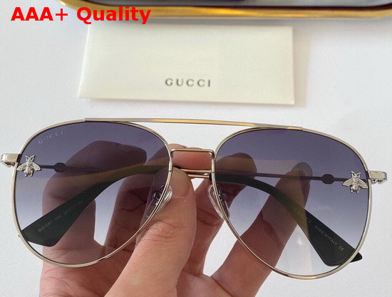 Gucci Aviator Metal Sunglasses Gold GG Patterned Lenses Replica