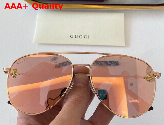 Gucci Aviator Metal Sunglasses Gold GG Patterned Lenses Replica