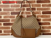 Gucci B Medium Shoulder Bag in Beige and Dark Brown Original GG Canvas 815924 Replica