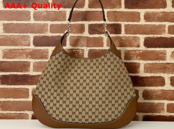 Gucci B Medium Shoulder Bag in Beige and Dark Brown Original GG Canvas 815924 Replica