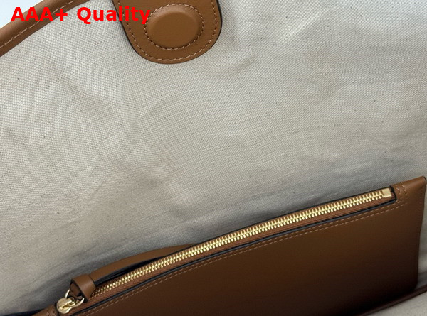 Gucci B Medium Shoulder Bag in Beige and Dark Brown Original GG Canvas 815924 Replica