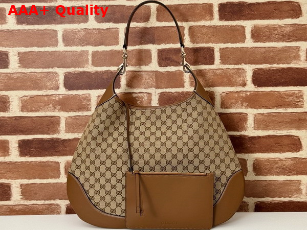 Gucci B Medium Shoulder Bag in Beige and Dark Brown Original GG Canvas 815924 Replica