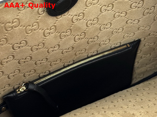 Gucci B Medium Shoulder Bag in Black Soft Grainy Leather 820169 Replica