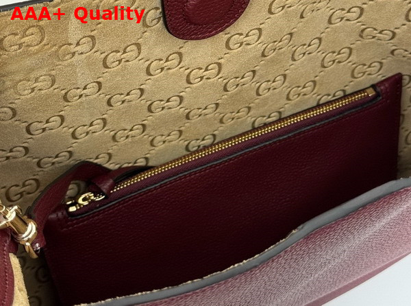 Gucci B Medium Shoulder Bag in Rosso Ancora Red Soft Grainy Leather 820169 Replica