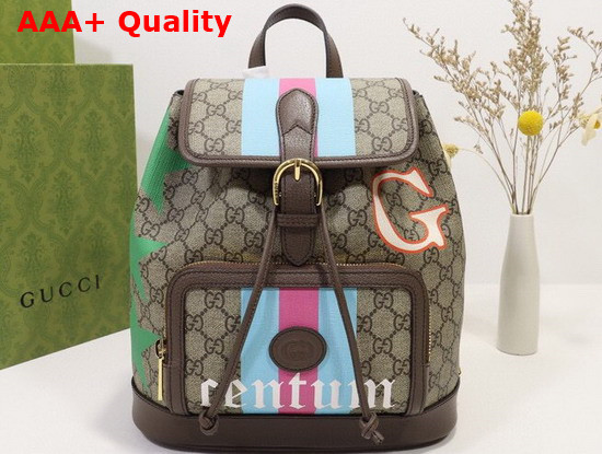 Gucci Backpack with Interlocking G GG Supreme Canvas with Gentum Stars G and Web Print 674147 Replica