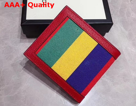 Gucci Baiadera Stripe Canvas Bi fold Wallet 625600 Replica