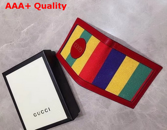 Gucci Baiadera Stripe Canvas Bi fold Wallet 625600 Replica