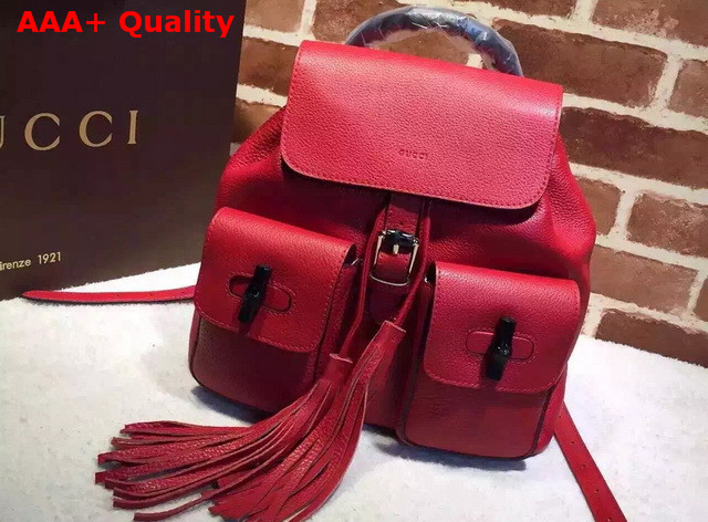 Gucci Bamboo Leather Backpack in Red Replica