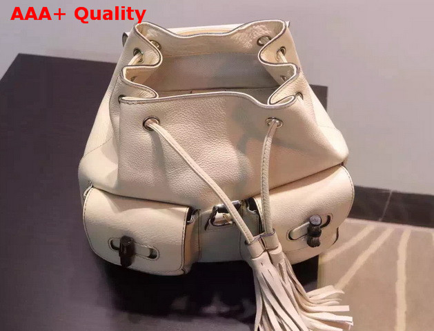 Gucci Bamboo Leather Backpack in White Replica