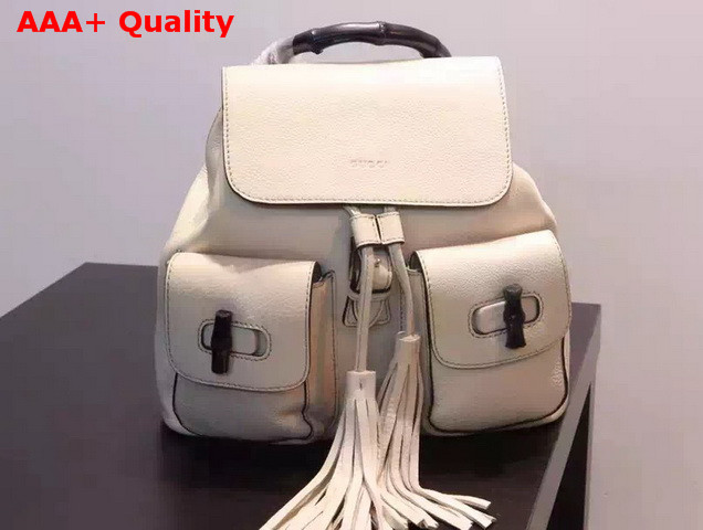 Gucci Bamboo Leather Backpack in White Replica