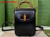 Gucci Bamboo Mini Handbag in Black Leather 702106 Replica