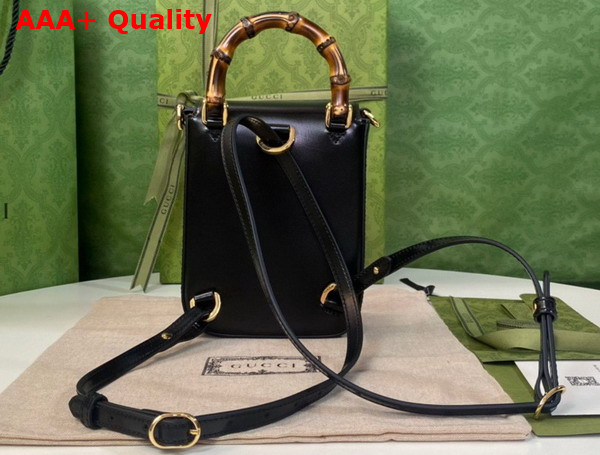 Gucci Bamboo Mini Handbag in Black Leather 702106 Replica