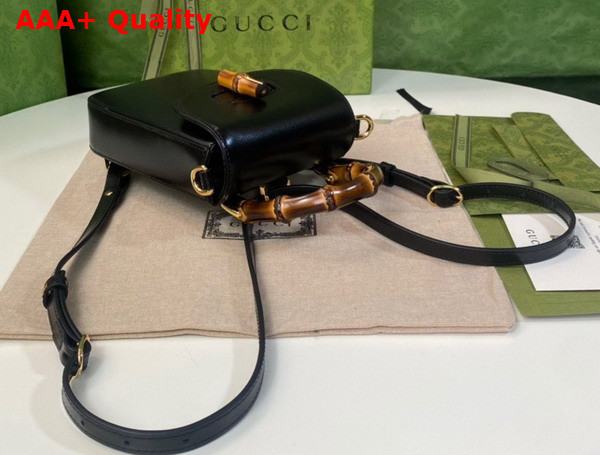 Gucci Bamboo Mini Handbag in Black Leather 702106 Replica