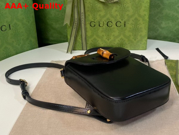 Gucci Bamboo Mini Handbag in Black Leather 702106 Replica