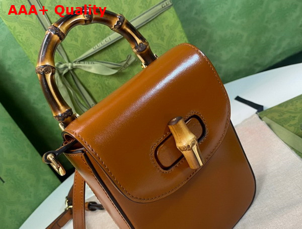 Gucci Bamboo Mini Handbag in Light Brown Leather 702106 Replica