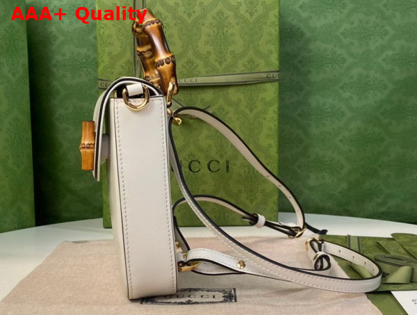 Gucci Bamboo Mini Handbag in White Leather 702106 Replica