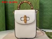 Gucci Bamboo Mini Handbag in White Leather 702106 Replica