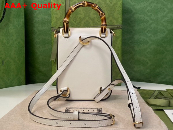 Gucci Bamboo Mini Handbag in White Leather 702106 Replica