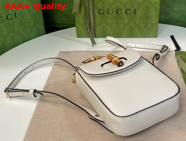 Gucci Bamboo Mini Handbag in White Leather 702106 Replica